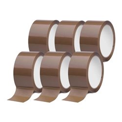 ROTOLI NASTRO ADESIVO 50x50mt SCOTCH AVANA MARRONE KRAFT DA IMBALLAGGIO 6 pezzi